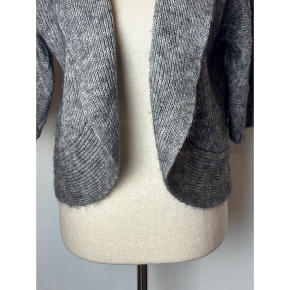Chico's Sweater Women Medium Gray Wool Blend Cable Knit Open Bolero Cardigan - Picture 7 of 10